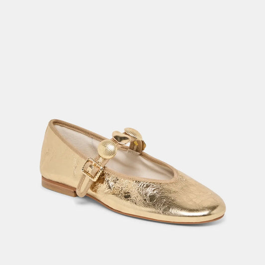 DOLCEVITA-FLATS_RELAN_GOLDDISTRESSEDLEATHER-LEFTSIDEPROFILE