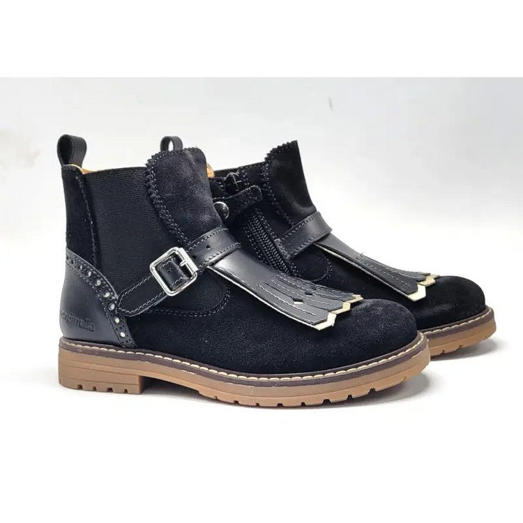 Rondinella black suede leather fringe bootie 12294 bootie