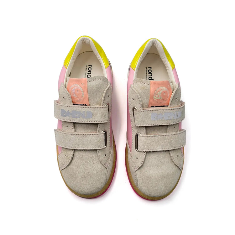 Pink ivory velcro sneakers italian leather fast shipping