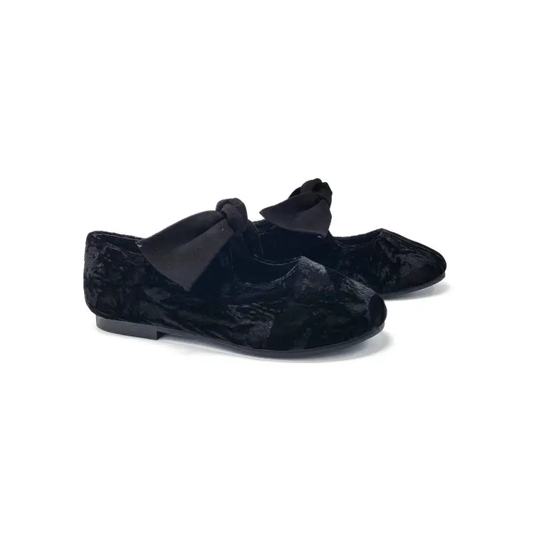 Ruth secret black crushed velvet bow mary jane 3304 - girls