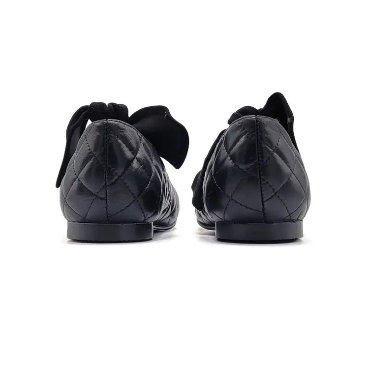 Ruth secret black quilt leather bow mary jane 3304 - girls