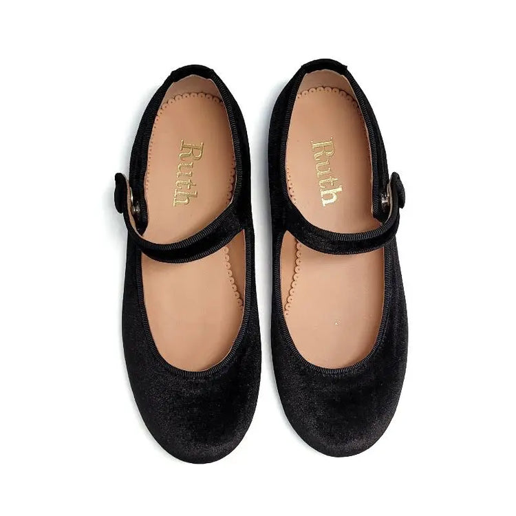 Ruth Secret Black Velvet Mary Jane 1004 - GIRLS