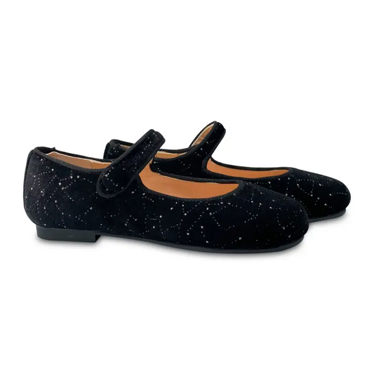 Ruth secret black velvet silver sparkle galaxy mary jane 1004 - mary jane