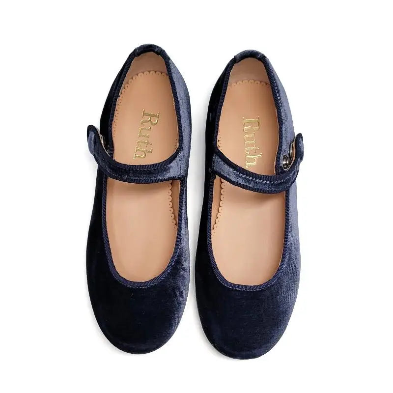 Ruth Secret Indigo Blue Velvet Mary Jane 1004 - GIRLS