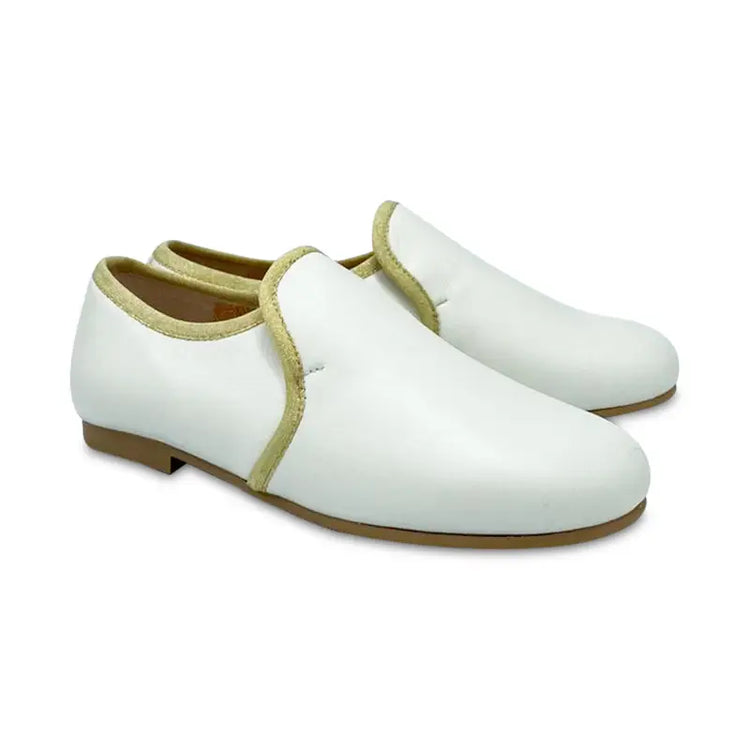 Ruth Secret Ivory Gold Piping Smoking Slip On 3702