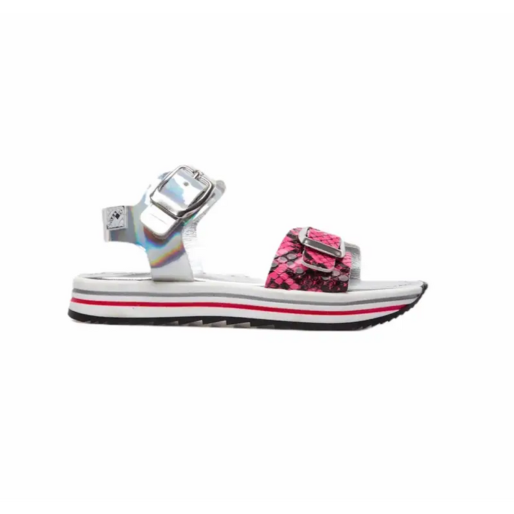 Shoe b 76 pink silver snake print sandal - girls