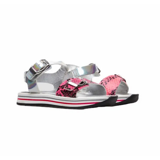 Shoe b 76 pink silver snake print sandal - girls