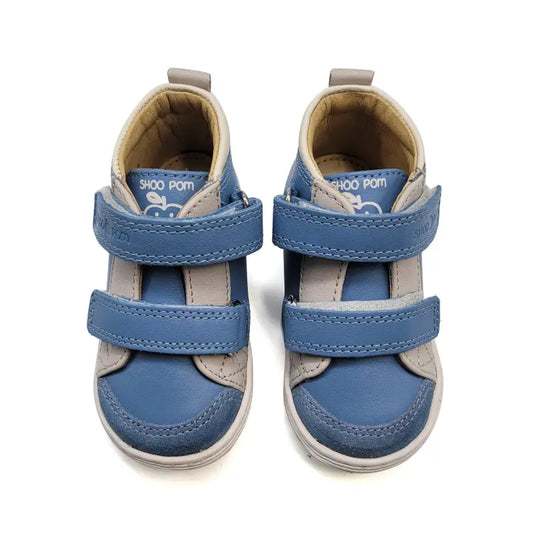 Shoo Pom Bouba Blue Grey Velcro Sneaker - 20 - FIRST WALKER