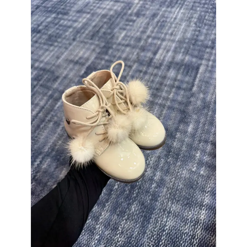 Shoozim beige patent lace baby bootie 087 first walker