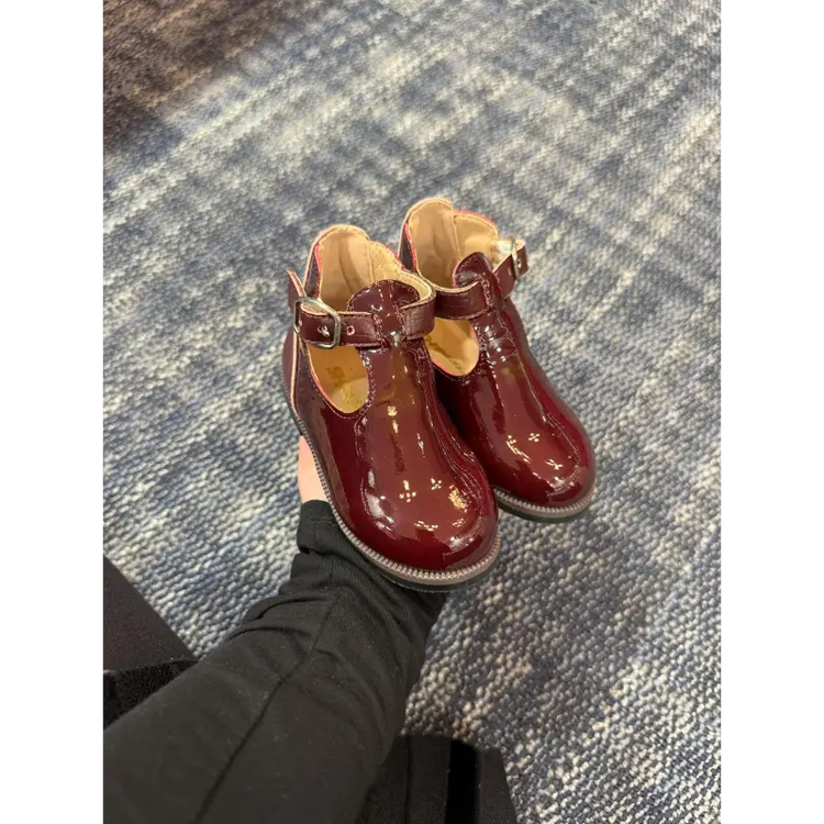 Shoozim wine leather t strap first walker 087 first walker