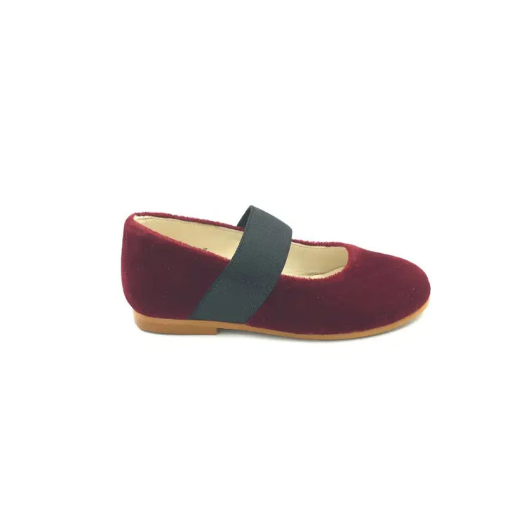 Sonatina brooklyn burgundy velvet elastic mary jane - girls