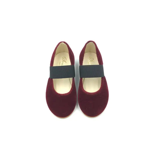 Sonatina brooklyn burgundy velvet elastic mary jane - girls