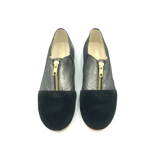 Sonatina collin black velvet metallic zipper dress shoe - boys