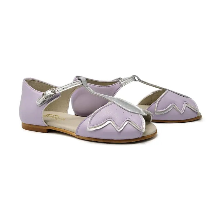 Sonatina fiore lavender silver butterfly t-strap sandal - girls