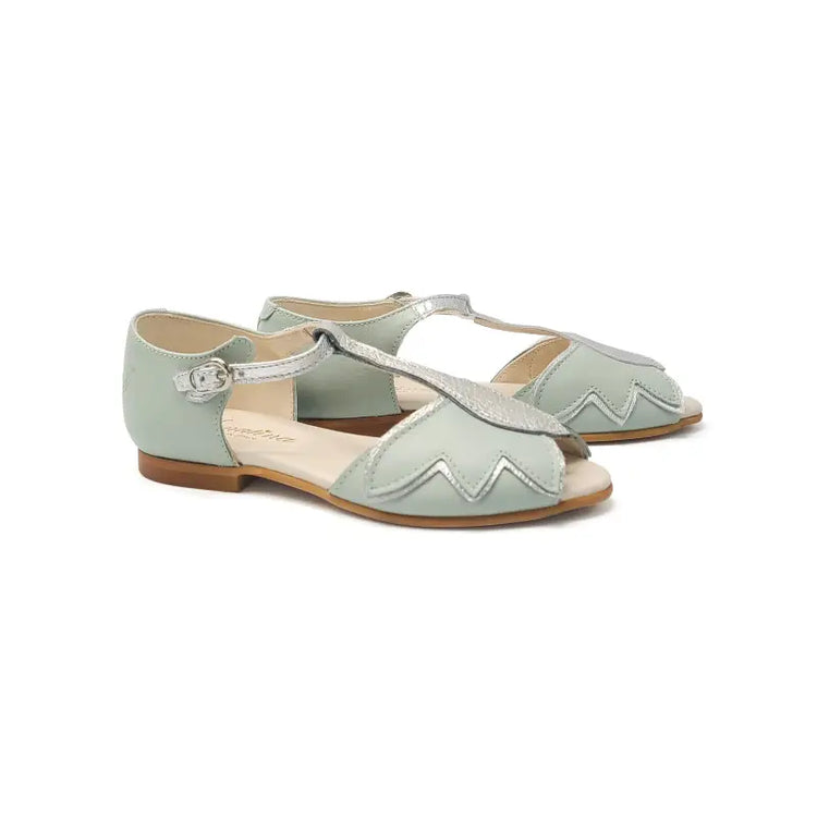 Sonatina fiore mint silver butterfly t-strap sandal - girls