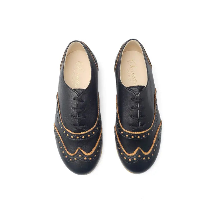 Sonatina imperial black cognac wingtip oxford - lace up dress shoe