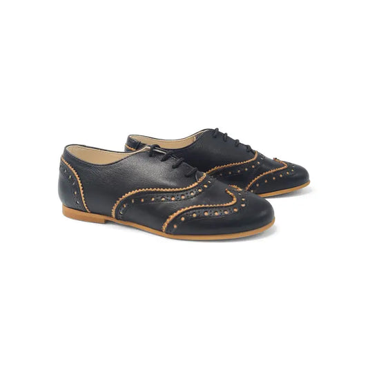 Sonatina imperial black cognac wingtip oxford - lace up dress shoe