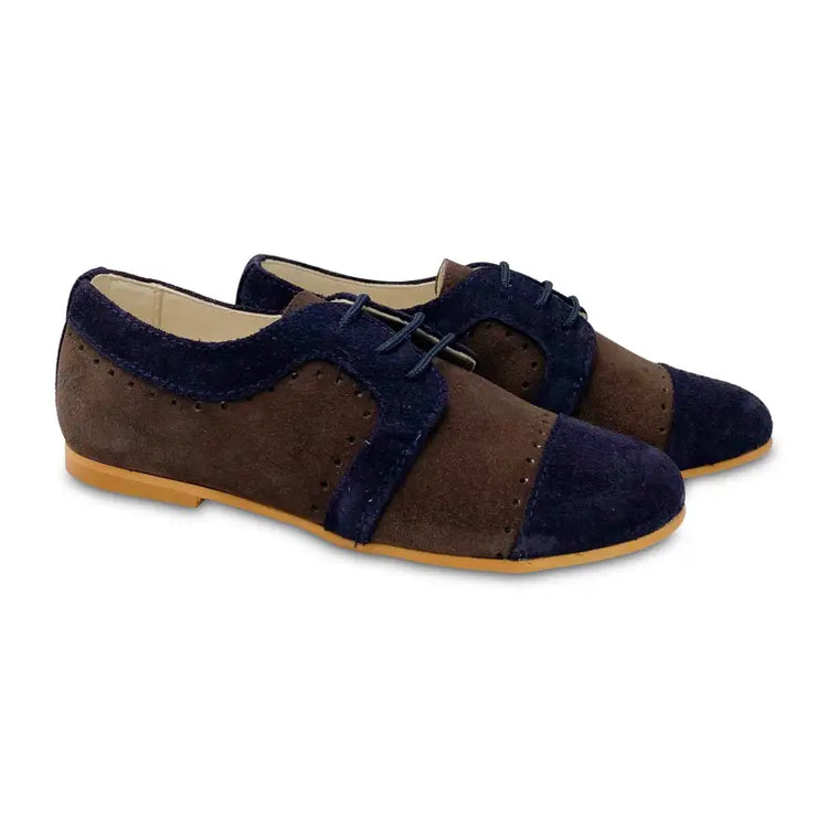 Sonatina sir chocolate brown and navy suede oxford - boys