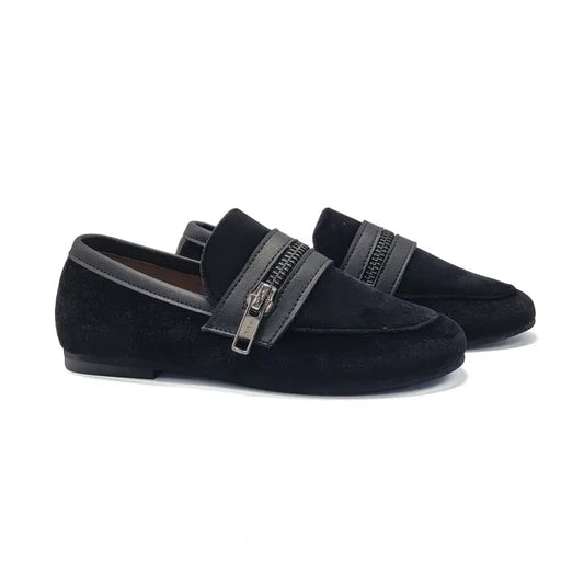 Sonatina Tonino Black Velvet Zipper Loafer