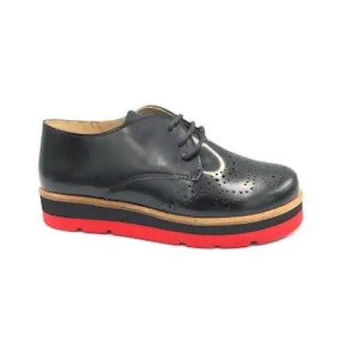 Tny black leather red sole laced oxford 14941 - girls
