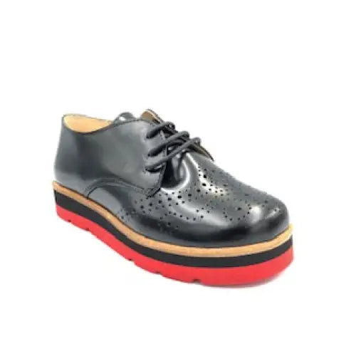 Tny black leather red sole laced oxford 14941 - girls