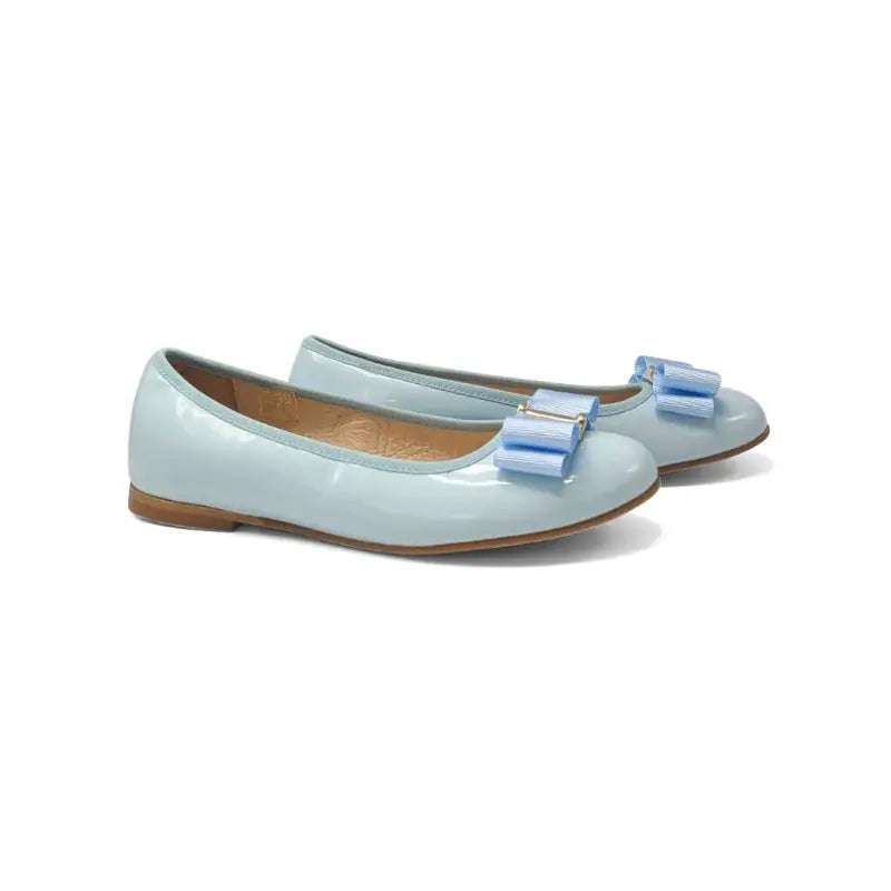 Tny light blue patent bow ballet flat - girls