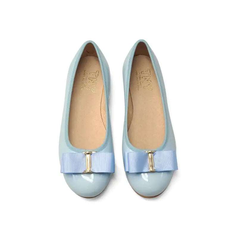 Tny light blue patent bow ballet flat - girls