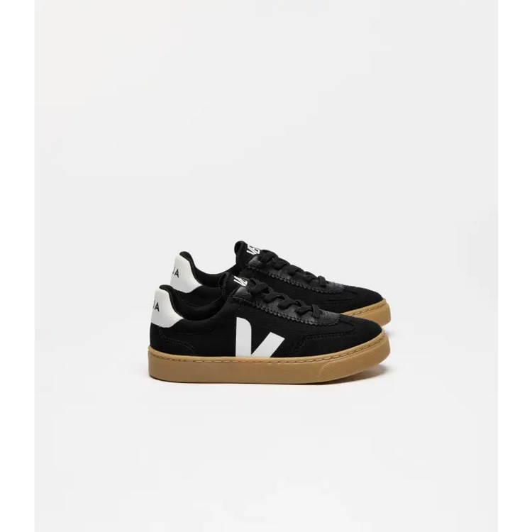 Veja Black Canvas Faux Lace Slip On Sneaker V10L - BOYS