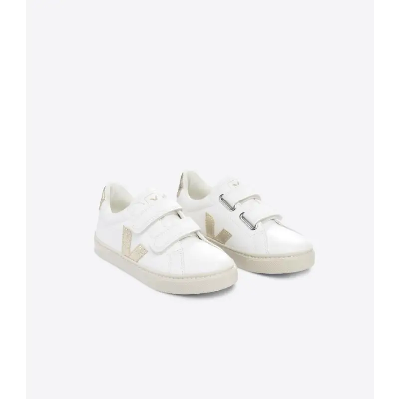 Veja White Platine Gold Velcro Sneaker V102 - 22 - GIRLS