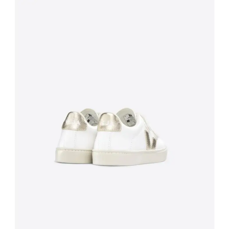 Veja White Platine Gold Velcro Sneaker V102 - GIRLS