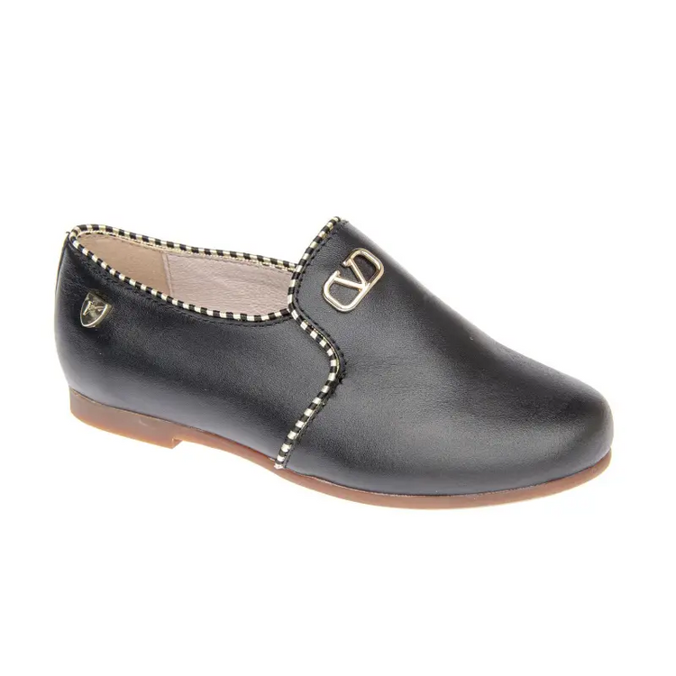Venettini conor3 black gold detailed trim smoking slip on - boys