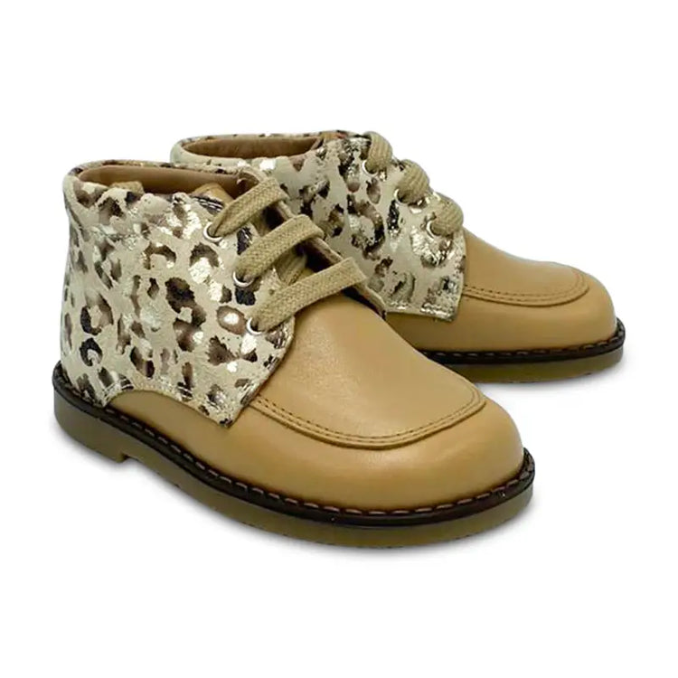 Zubii Peanut Gold Leopard Lace Baby Bootie ZU - 19 - First Walker