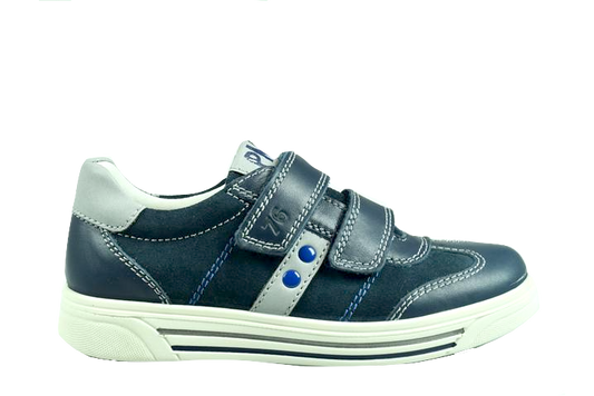 Primigi Navy with Grey Stripe Suede Velcro Sneaker 3383111