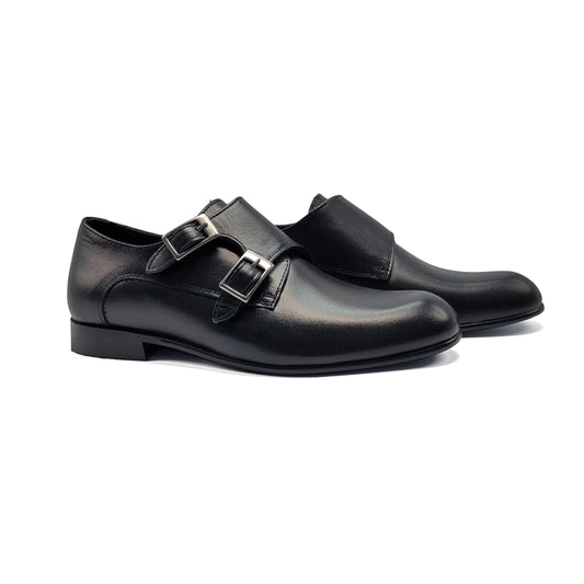 Andanines Black Leather Double Monk Dress Shoe 221954