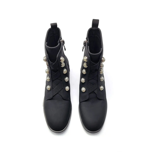 1936 black gum pearl stud bootie 202212 - girls