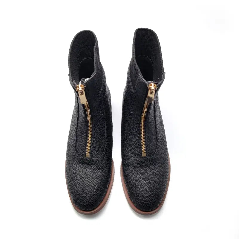 1936 black pebbled zipper bootie 202212 - girls
