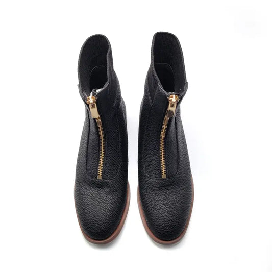 1936 black pebbled zipper bootie 202212 - girls