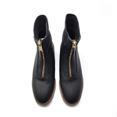 1936 black pebbled zipper bootie 202212 - girls
