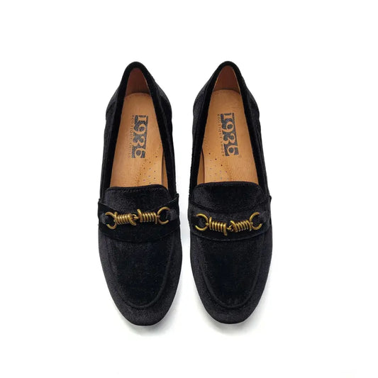 1936 black velvet chain loafer 19363 - girls