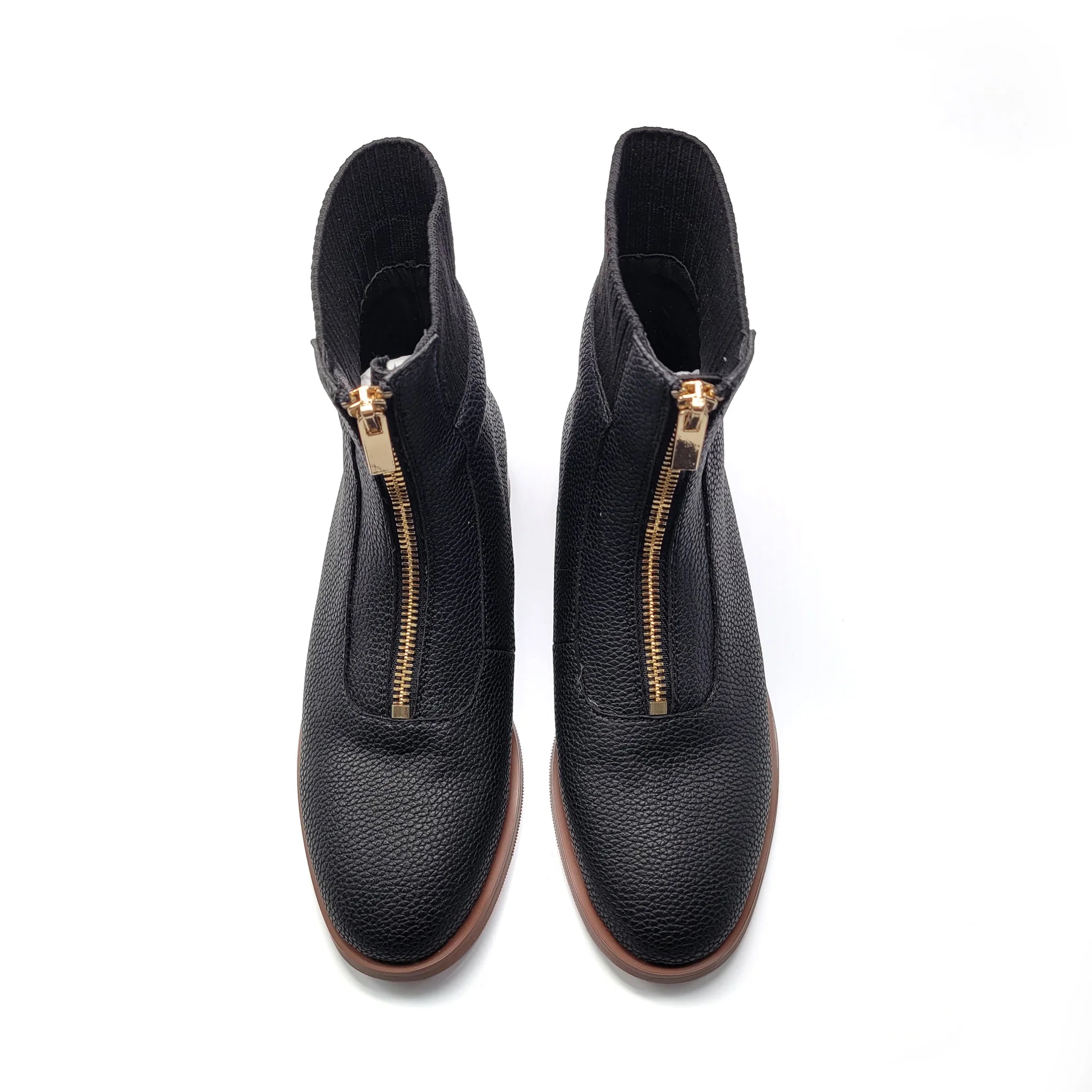 1936 Black Pebbled Zipper Bootie 202212