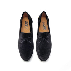 1936 Black Velvet Bow Embroider Loafer 193680