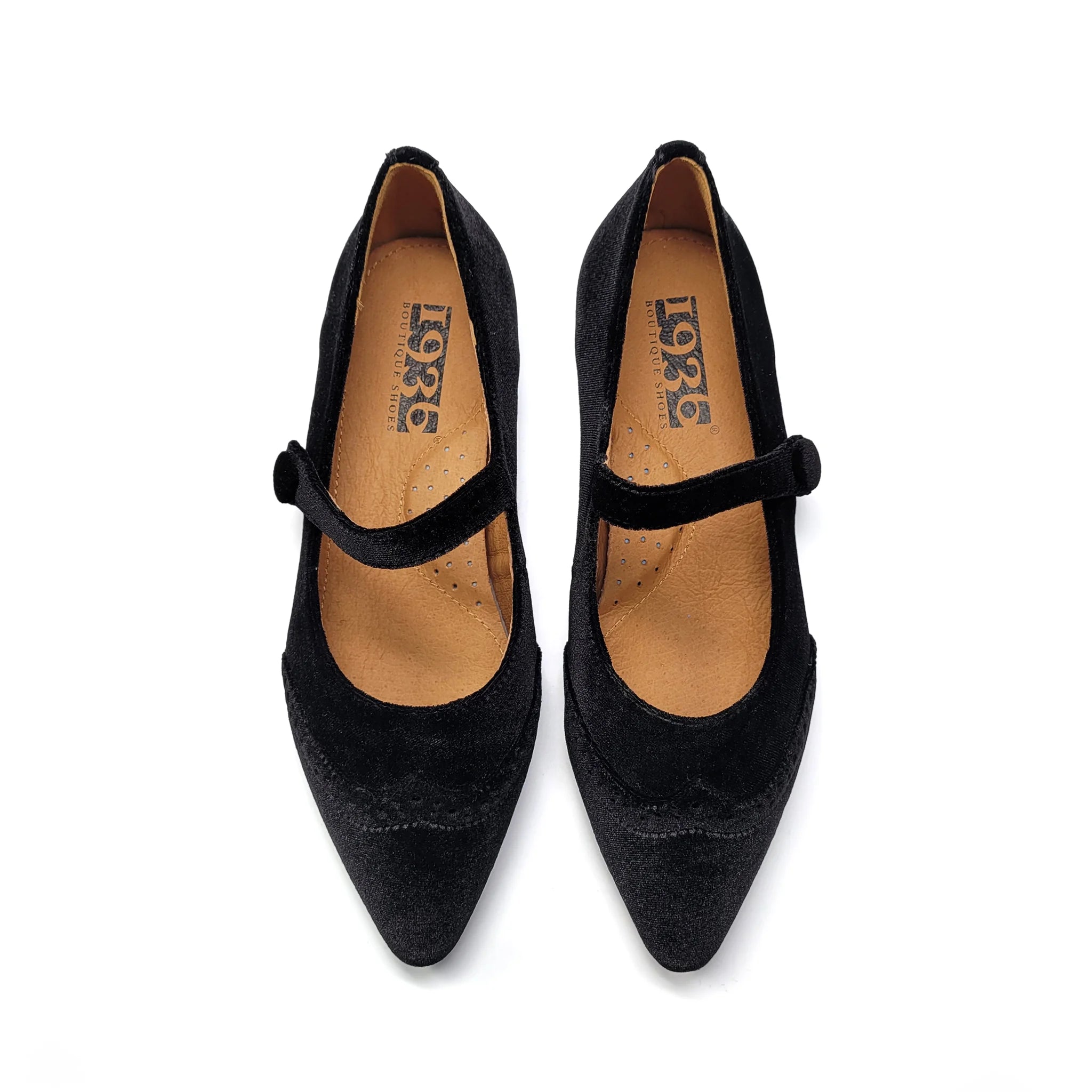 1936 Black Velvet Pointy Mary Jane 19363