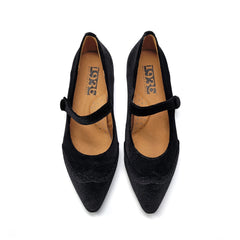 1936 Black Velvet Pointy Mary Jane 19363