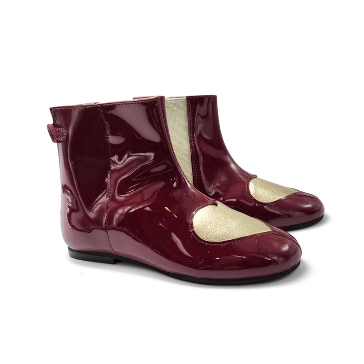 Sonatina Philia Burgundy Patent Heart Bootie