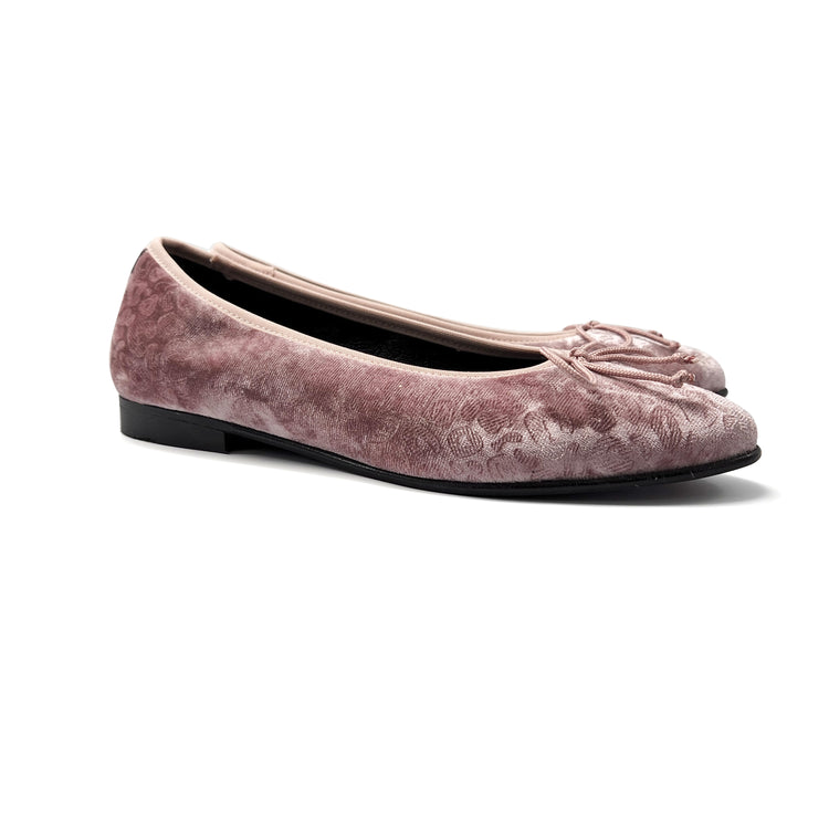 Andanines Pink Cheetah Velvet Ballet Flat 222541