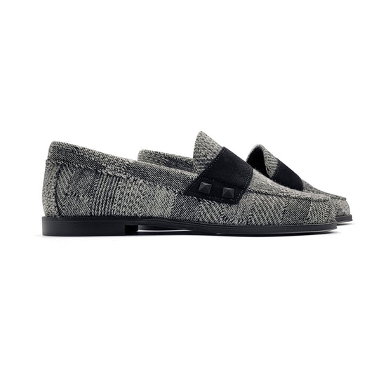 Blublonc Holly Black & White Tweed Loafer