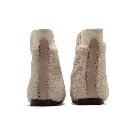 LMDI Beige Fur Zipper Bootie 136722