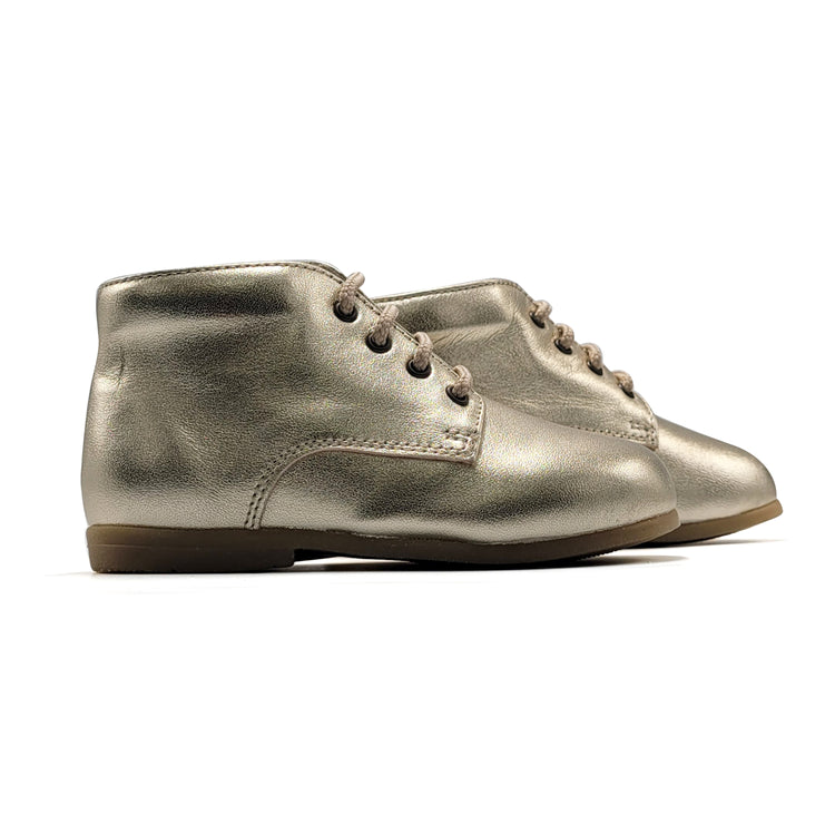 Pepe' Two Gold Metallic Lace Up Bootie