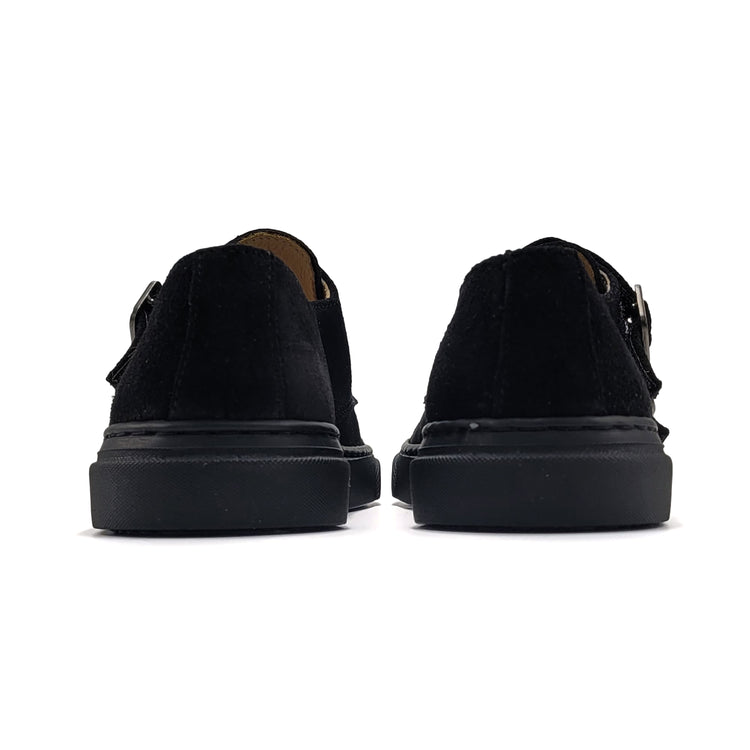 Blublonc Leo Black Suede Velcro Monk Strap Sneaker