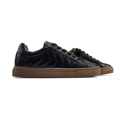 Porte Black Leather Lace Up Sneaker